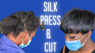 Silk press and hair cut| Natural hair cut