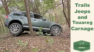 Building Offroad Trails Phase 1 - V10 Touareg goes places, hits things, Jeep Makes it Look Easy