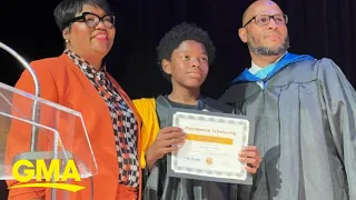 14-year-old Xavier Jones walked more than 2 hours to his graduation | GMA