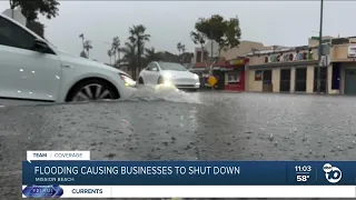 Flooding causes businesses to shut down in Mission Beach