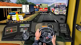 Bus driver narrowly Close call with a truck eurotruck simulator 2 steering wheel gameplay|bus game