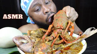 Mukbang Asmr Crab,Lobster Seafood Palmnut Soup,Tai Fish,Shrimps,Snails & Pounded Yam. This is Banga!