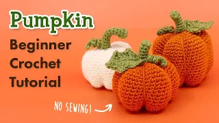 How to Crochet a Pumpkin || Easy Beginner Crocheting Tutorial - NO SEWING!