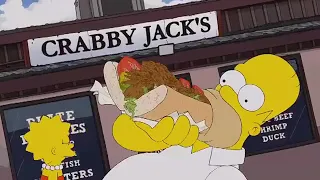 Simsons (Simpsons) Fat homer stuffing himself and eats like a pig