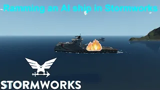 Ramming an AI ship in Stormworks-Stormworks gameplay