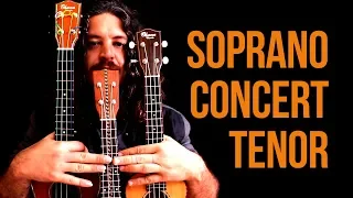 Ukulele soprano, concert e tenor - Comparativo de ukuleles