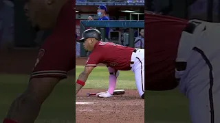 Ketel Marte hit the deck hard after this WICKED slider!! 🤣