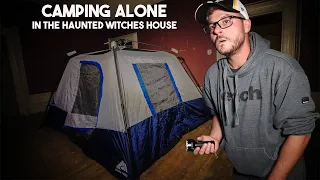 (GONE WRONG) CAMPING ALONE IN THE HAUNTED ABANDONED WITCHES HOUSE OVERNIGHT