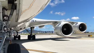 Boeing 747-8I pushback and start up in Honolulu!