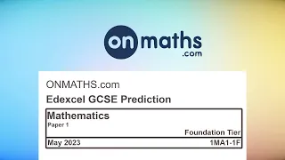 Edexcel Maths GCSE May 2023 Paper 1 Prediction (Foundation Paper 1) Non Calculator Exam 1MA1-1F