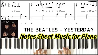 The Beatles - Yesterday Notes Sheet Music for Piano | VERY EASY Piano TutorialㅣPiano Notes