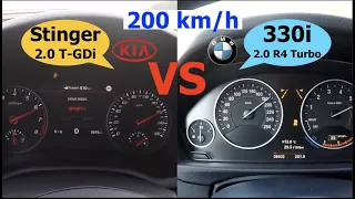 Acceleration Battle | BMW 330i (2018) vs Kia Stinger 2.0 T-GDi (2018) | 185 vs 188 kW