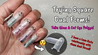 EASY BEGINNER FRIENDLY POLYGEL NAILS! | TRYING NEW TAPERED SQUARE DUAL FORMS | CAT EYE POLYGEL