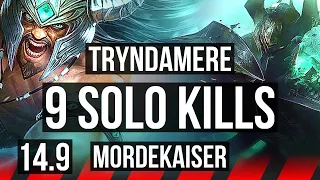 TRYNDAMERE vs MORDEKAISER (TOP) | 9 solo kills, 46k DMG, Rank 8 Trynda | BR Grandmaster | 14.9