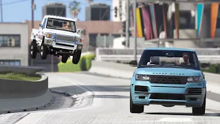 شاب حقير يسرق رنج روفر من فتاة و الفتاة تطلب الفزعة من راعي الشاص || قراند 5 مطاردة - GTA V PC