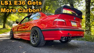 HUGE Carbon Fiber LTW Wing Install on the LS1 E36!  + Weight Saving & Other Mods