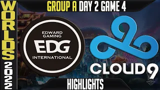 EDG vs C9 Highlights | WORLDS 2022 Day 2 Group A Game 4 | Edward Gaming vs Cloud9