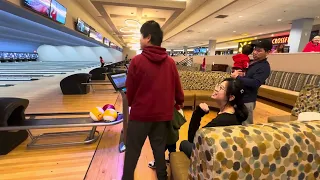 Play bowling together with my kids