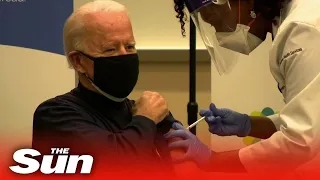 Joe Biden gets Pfizer Covid vaccine live on TV and says Trump deserves credit for rollout