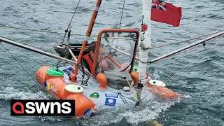 Daredevil dad has set sail from Canada in a one metre boat | SWNS