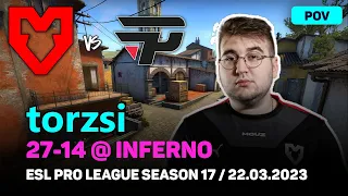 CSGO POV MOUZ torzsi (27-14) vs paiN (INFERNO) @ ESL Pro League Season 17 / Mar 22, 2023