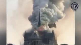 ГОРИТ СОБОР ПАРИЖСКОЙ БОГОМАТЕРИ в ПАРИЖЕ  Notre Dame Cathedral in Paris