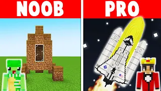 Minecraft NOOB vs HACKER: ROCKET BUILD CHALLENGE