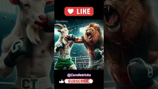 Fight For Dad 😭😭 , white Goat 🆚 Lion  #cat #kitten #cute #trending #catlover #shorts #cats #sad