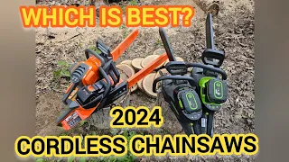 Best battery chainsaw 2023 comparison Husqvarna 350i Echo DCS-5000 Greenworks GS181 & 82CS34 tested