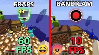 FRAPS VS BANDICAM in LOW END PC, Fraps is better?! | Minecraft Java 1.16.5 Recording test