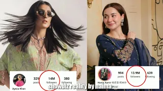 Ayeza khan vs hania amir following competition on social media , ayeza khan biggest star ,