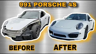 REBUILDING CRASHED 911 PORSCHE CARRERA 4S IN 16 MINUTES!