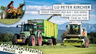 Claas Jaguar 840 + Fendt Favorit 822 824 + Case Magnum 7120 Grashäckseln