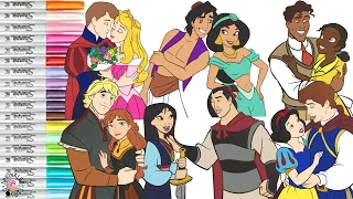 Disney Princess Coloring Book Compilation Anna Aurora Jasmine Tiana Mulan Snow White Shang Naveen
