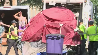 Homeless camps being cleared out in front of Austin City Hall