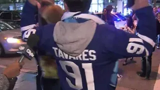 Maple Leafs fans celebrate season opening win