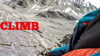 Climbing on a steep scree slope in Lahaul