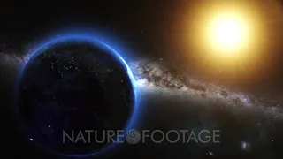 4k Earth and sun from space orbit with Milky Way on the background