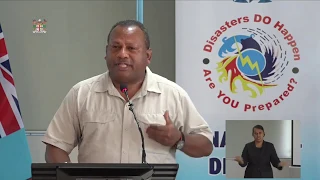Fijian Minister for Defence briefs the media on the aftermath of Tropical Cyclone Harold