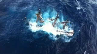 Dramatic helicopter rescue of HMS Bounty crew