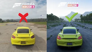 Forza Horizon 5 VS Forza Horizon 4 Porsche Cayman GT4 Engine Sound Comparison