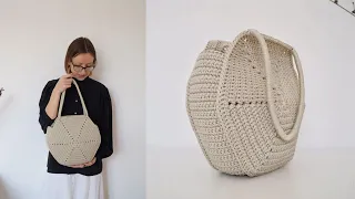 HEXAGONAL bag crocheted from cord. Master Class