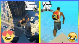 Jumping off the Highest point in GTA SAN vs GTA V ////Scam 2020