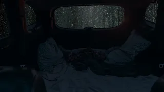 It's raining ASMR-Car camping|Overnight in the car when it rains heavily and thunderstorms to sleep