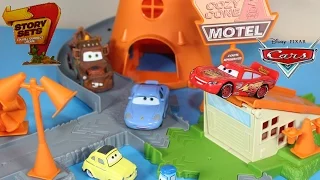 DISNEY PIXAR STORY SETS COZY CONE PLAYSET LIGHTNING MCQUEEN SALLY RADIATOR SPRINGS CAR TOYS