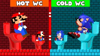 Family Challenge: Mario vs Sonic Family Hot vs Cold Toilet Challenge!