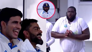 Virat Kohli laughing When he saw Cornwall bowling to Rohit and Jaiswal in Ind vs WI 1st Test Day 1