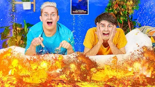 COOLEST FLOOR IS LAVA CHALLENGE || Funny Game And Awesome Pranks For 24 Hours By 123 GO! BOYS