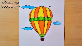How to Draw Hot Air Balloon || Color Drawing