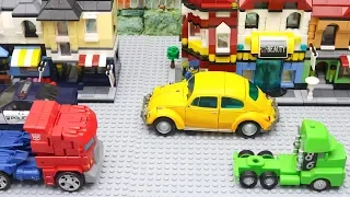 Transformers Bumblebee Movie Animation Robot Truck Lego Fast Food Robbery Police Car